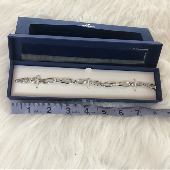 Swarovski Bracelet New Original Box Stamped SWAROVSKI Silvertone Clear Crystal - Picture 6 of 6